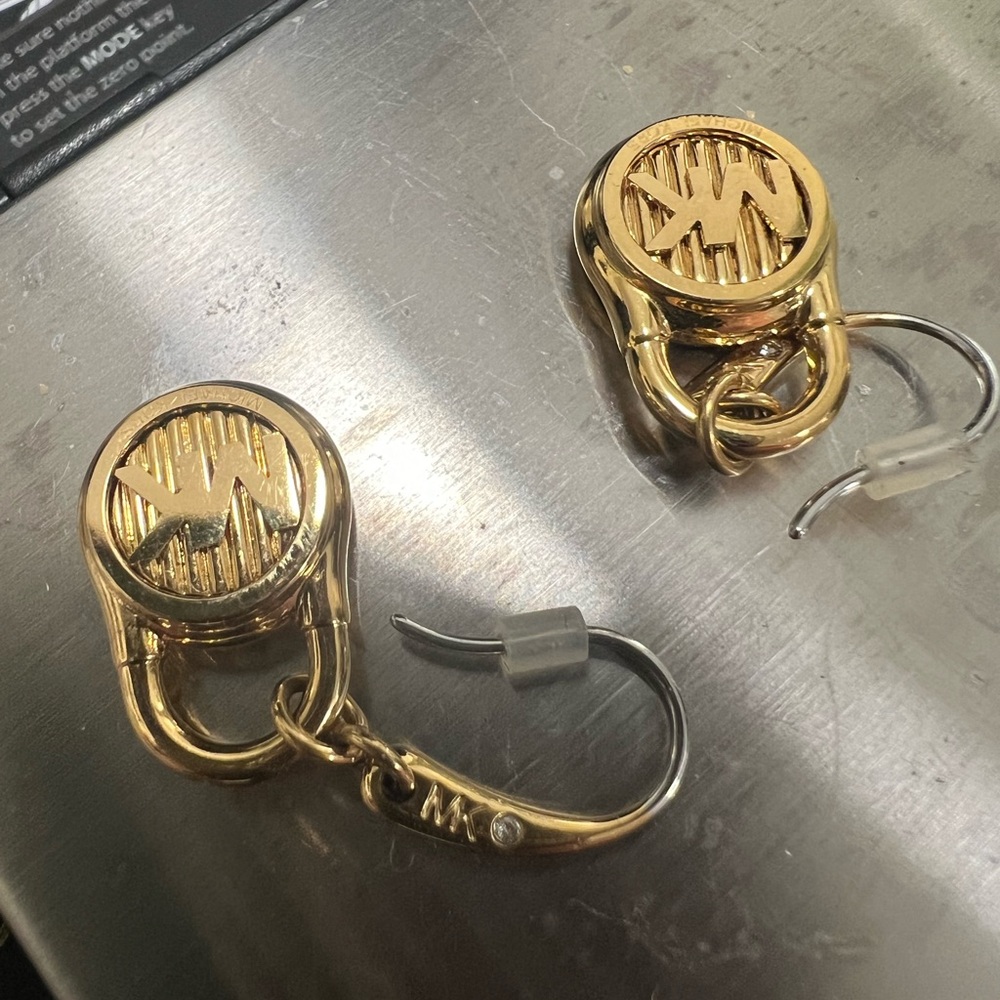 Michael Kors Gold Logo Padlock Earrings